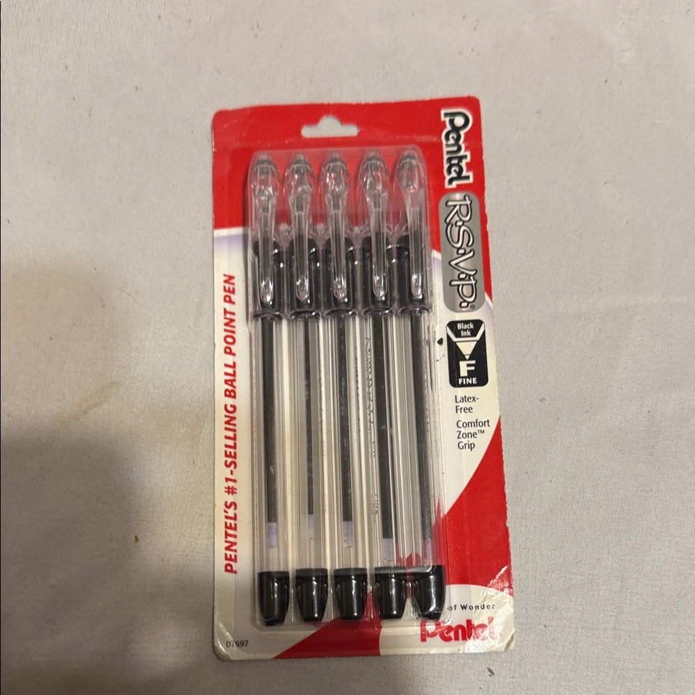 Pentel RSVP Black Ballpoint Pens - 5 Pack